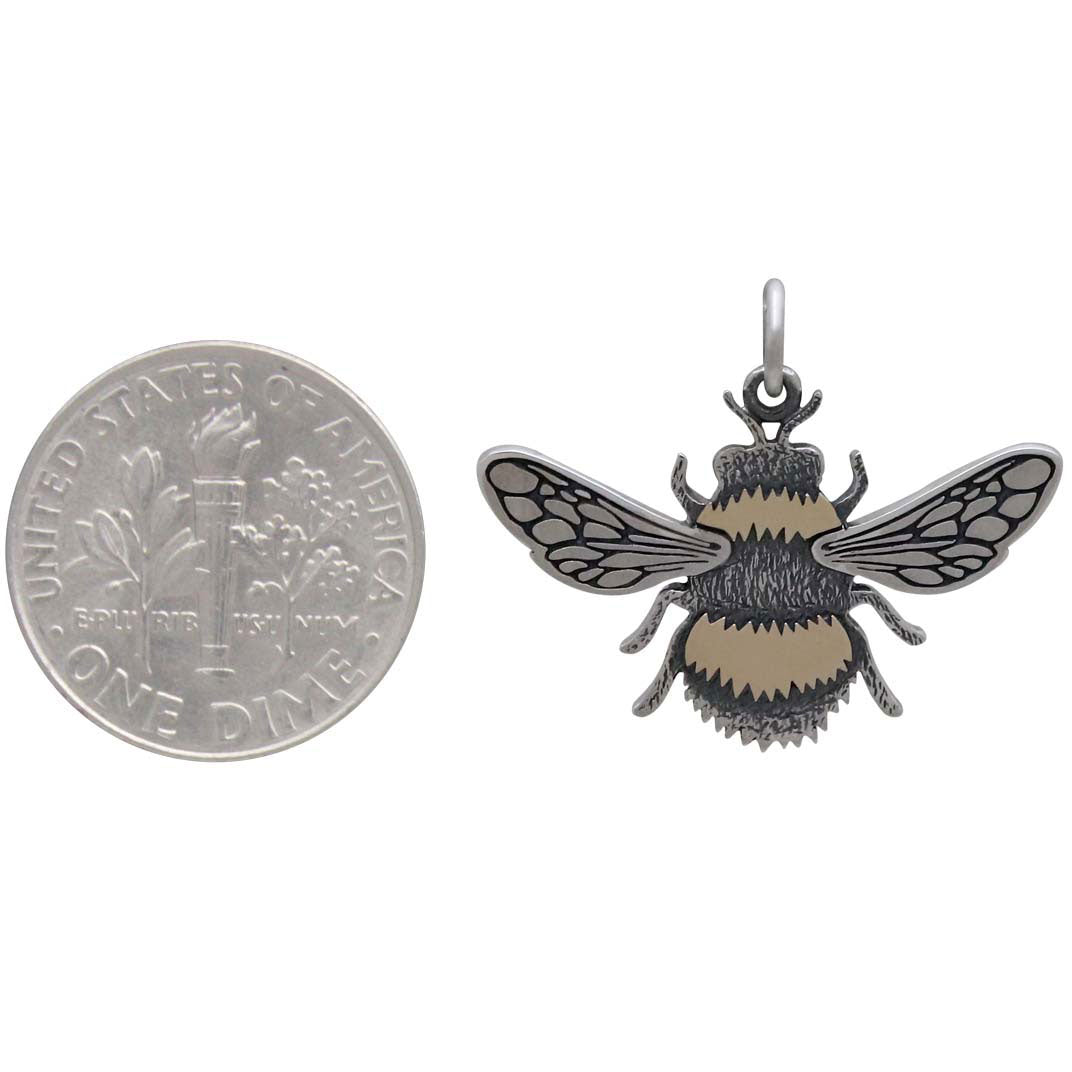 Mixed Metal Bumble Bee Pendant - Poppies Beads n' More