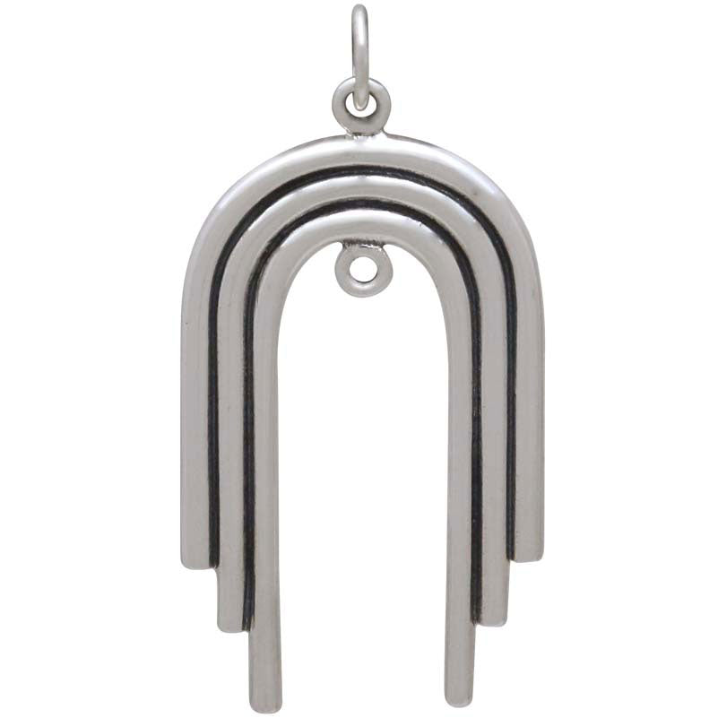 Sterling Silver Art Deco Arch Pendant Link - Poppies Beads n' More