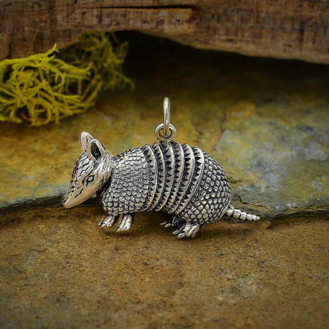 Sterling Silver Armadillo Charm - Poppies Beads n' More