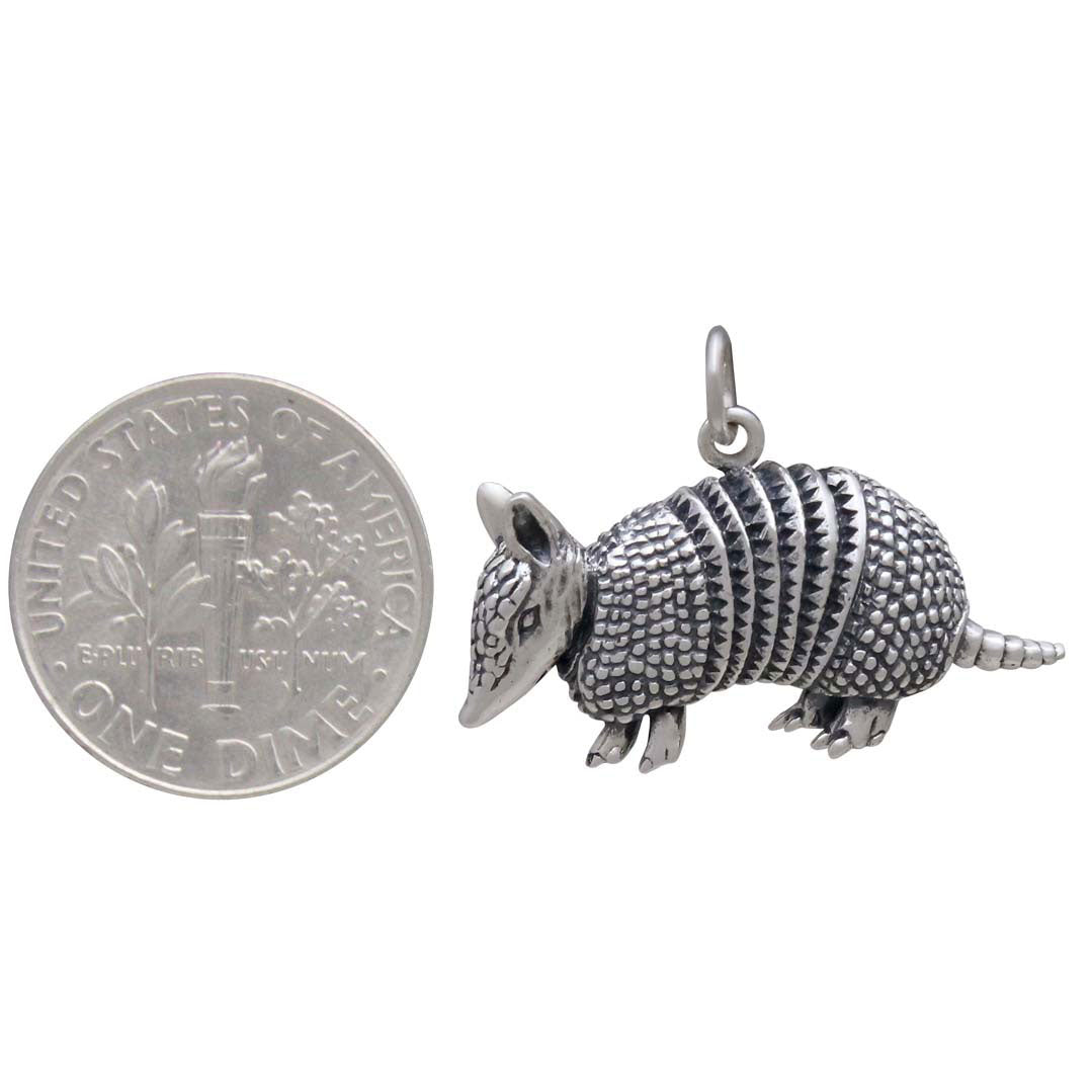 Sterling Silver Armadillo Charm - Poppies Beads n' More