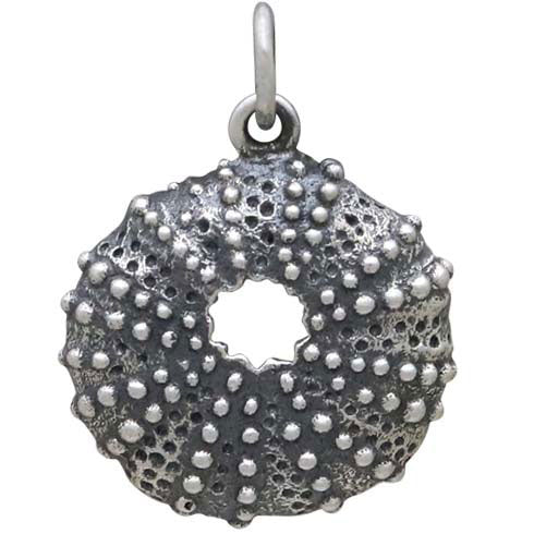 Sterling Silver Dimensional Sea Urchin Charm - Poppies Beads n' More