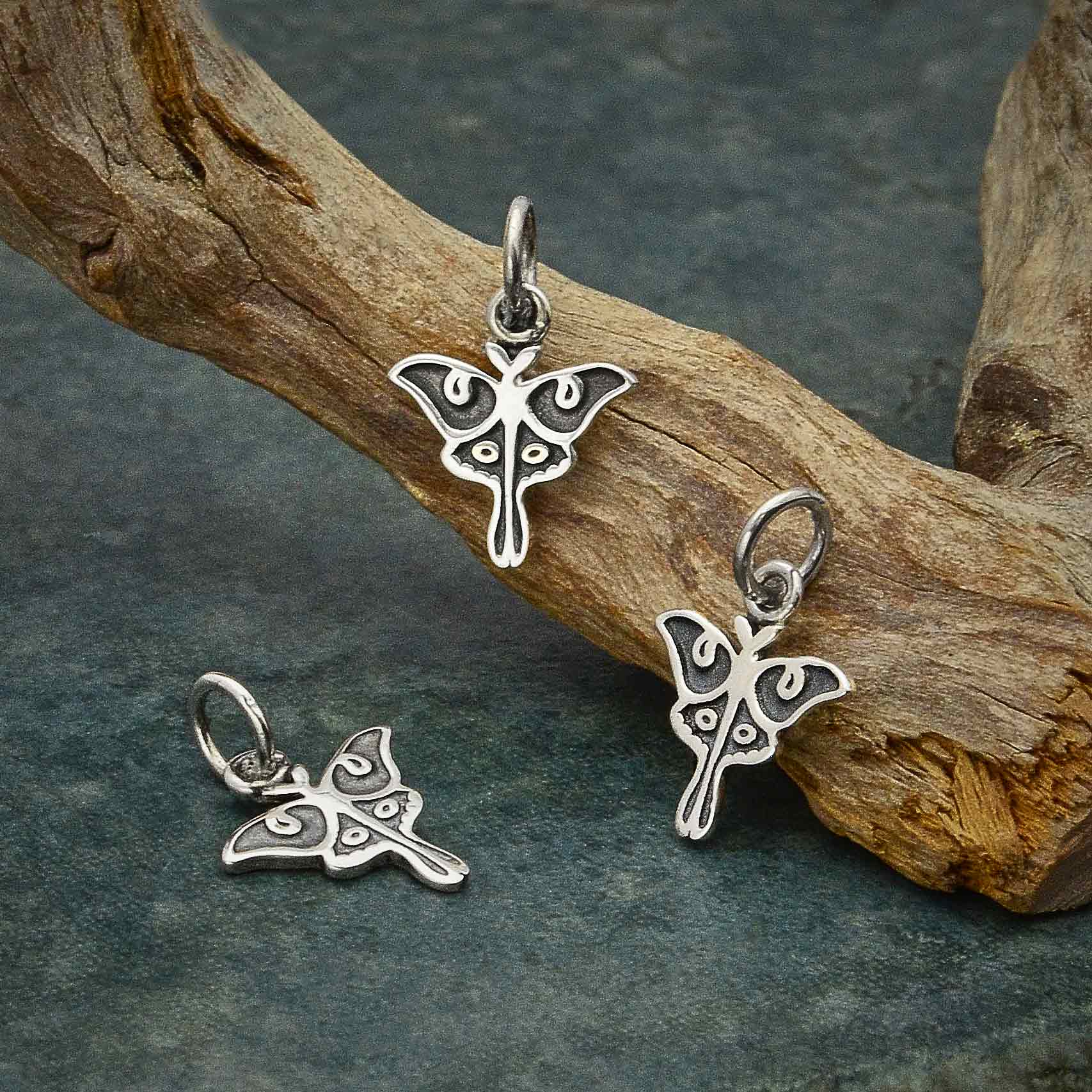 Sterling Silver Tiny Luna Moth Charm - Poppies Beads n' More