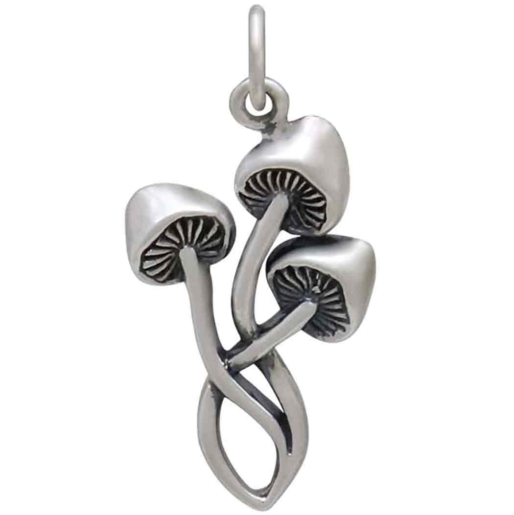 Sterling Silver Three Mushroom Charm - Poppies Beads n' More