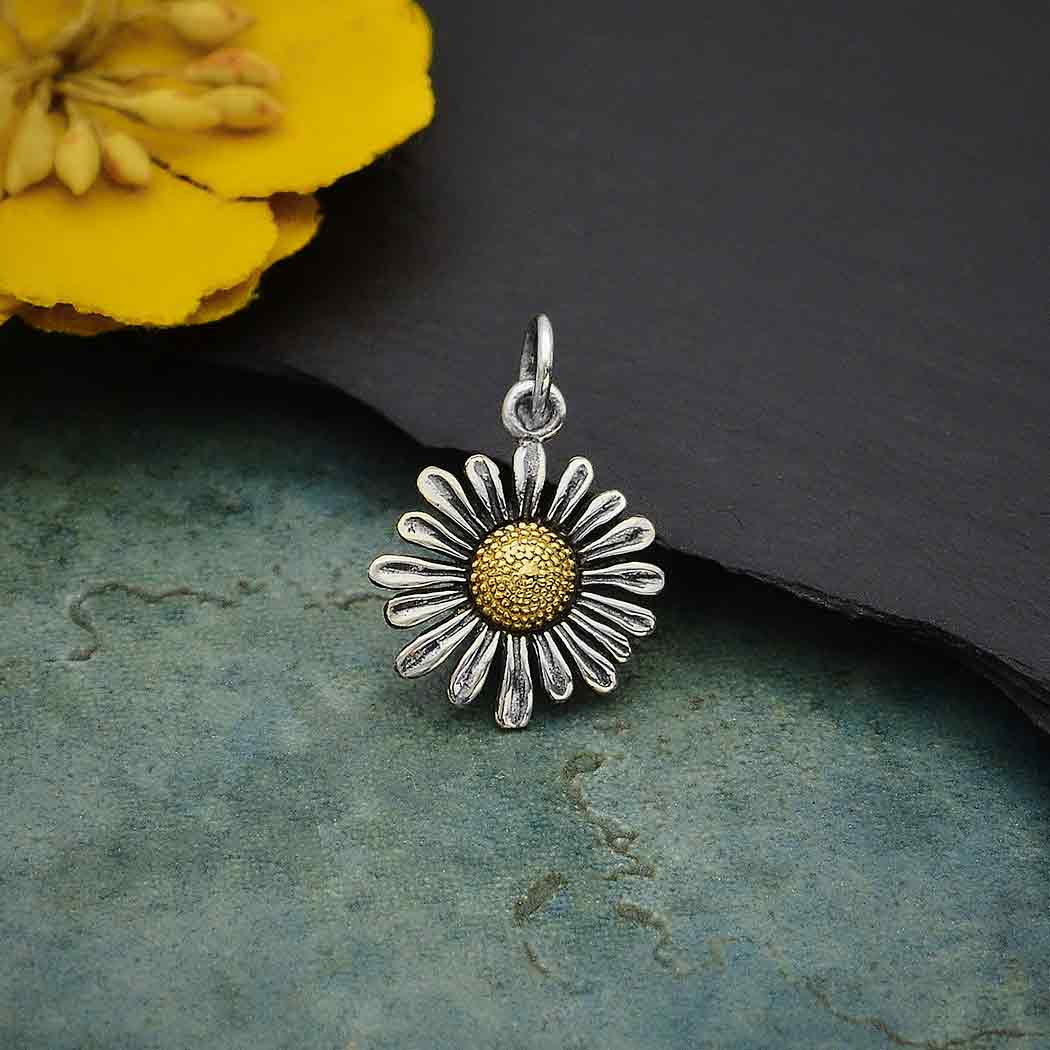 Mixed Metal Daisy Charm - Poppies Beads n' More