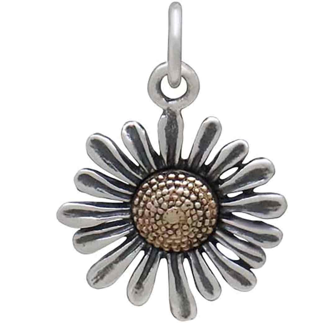 Mixed Metal Daisy Charm - Poppies Beads n' More