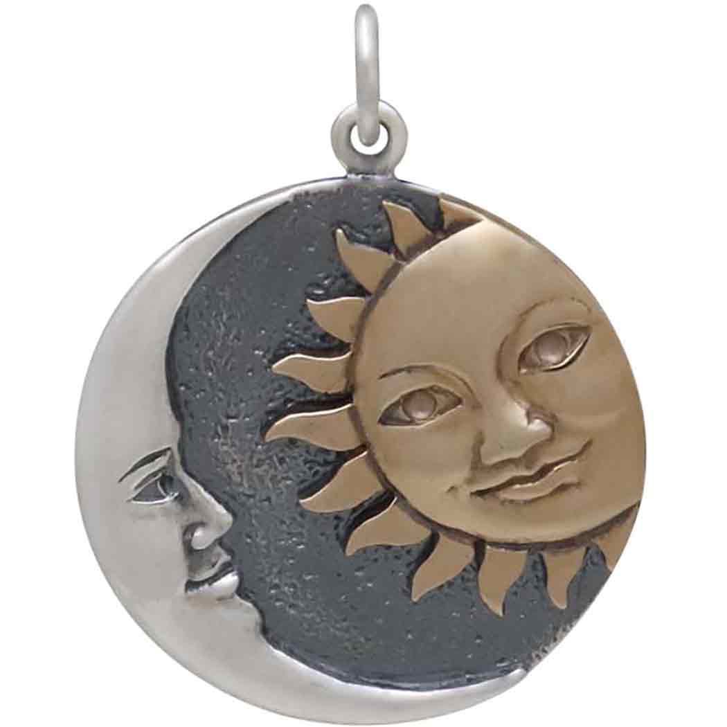 Mixed Metal Sun and Moon Pendant - Poppies Beads n' More