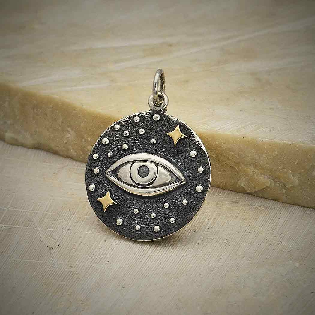 Mixed Metal Cosmic Eye Pendant - Poppies Beads n' More