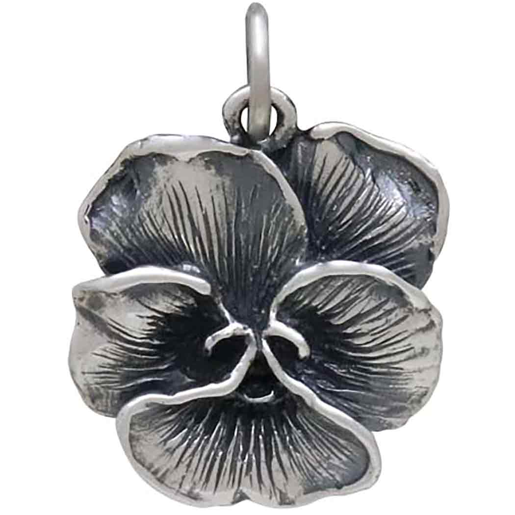 Sterling Silver Pansy Flower Charm - Poppies Beads n' More