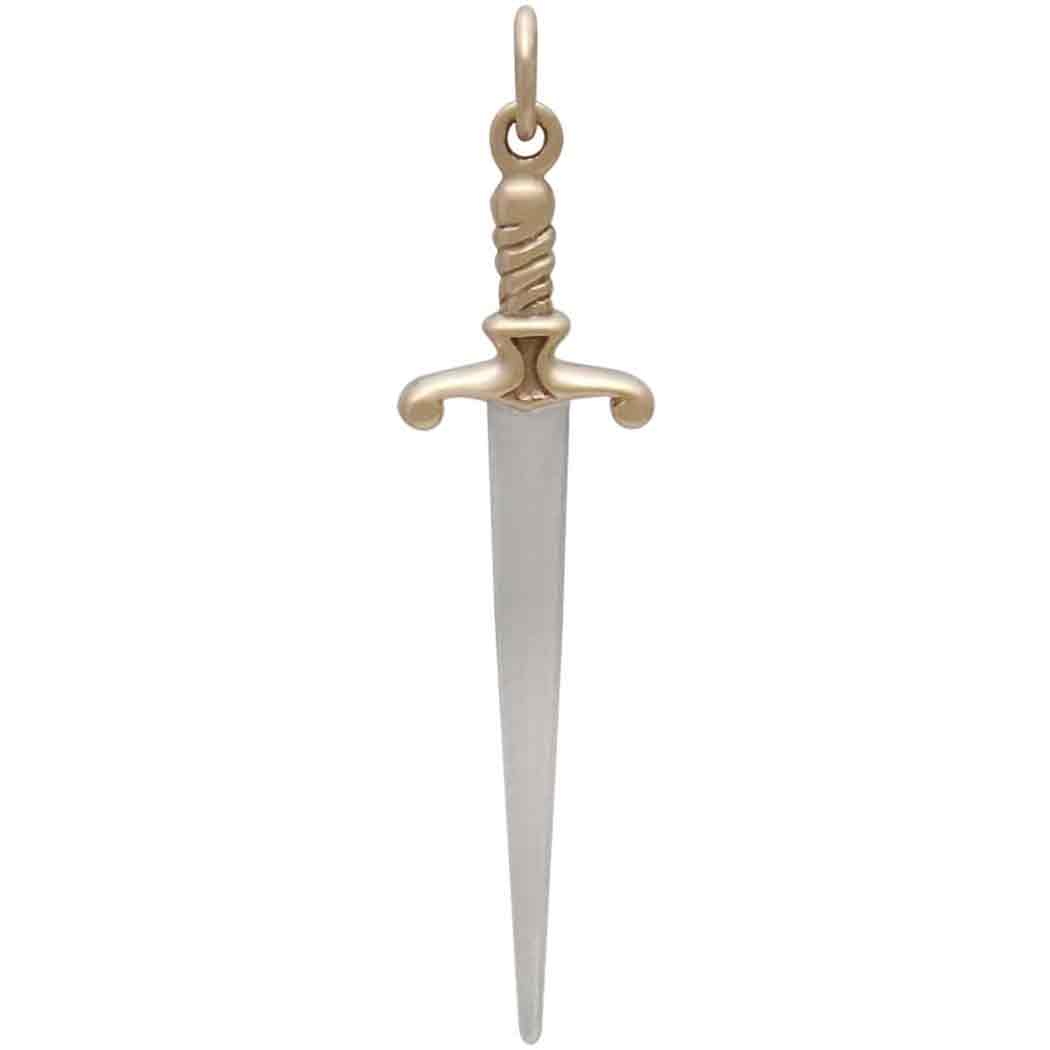 Sterling Silver Sword Pendant with Bronze Handle - Poppies Beads n' More