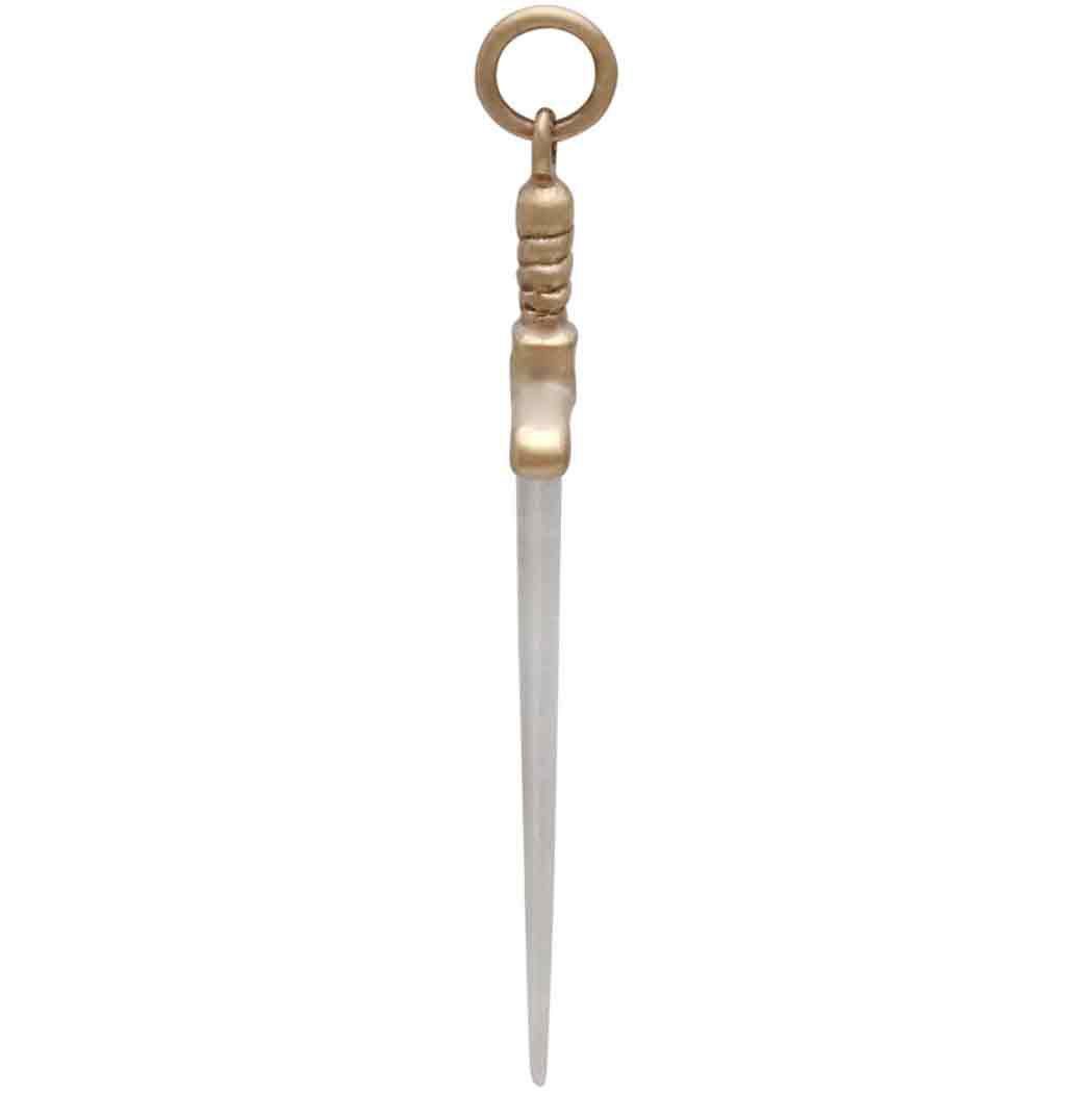 Sterling Silver Sword Pendant with Bronze Handle - Poppies Beads n' More