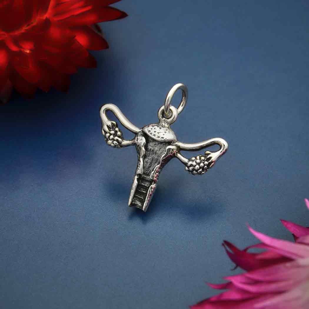 Sterling Silver Uterus Charm - Poppies Beads n' More