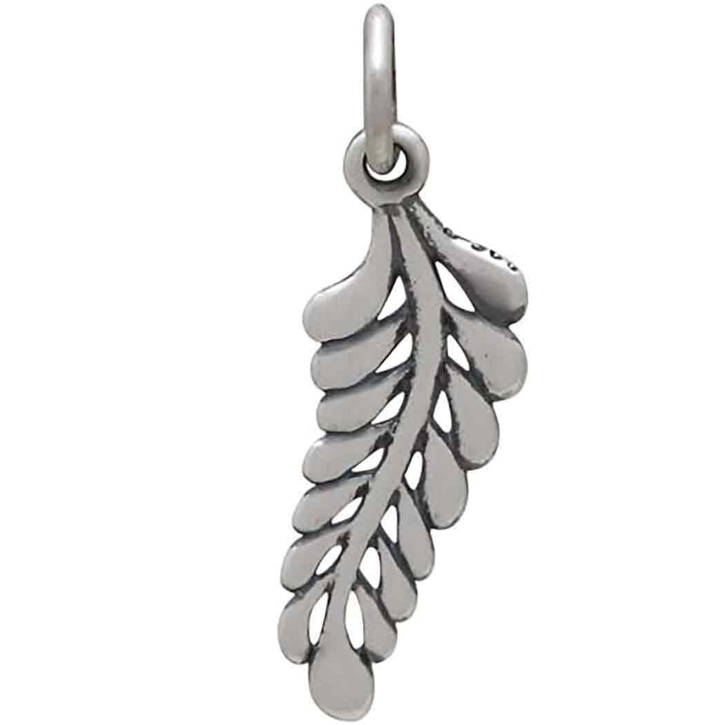 Sterling Silver Sprig Leaf Charm - Poppies Beads n' More