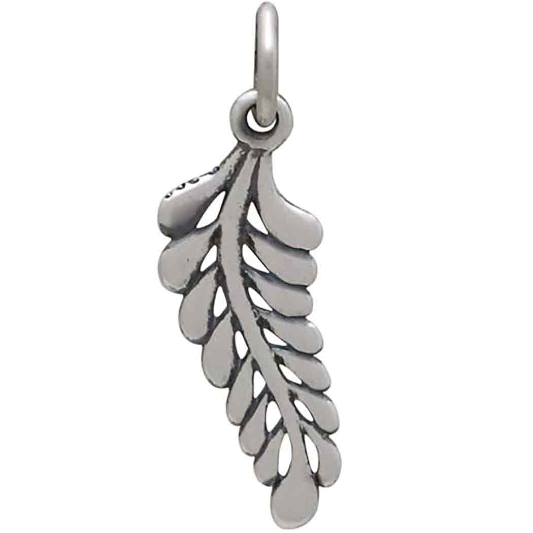 Sterling Silver Sprig Leaf Charm - Poppies Beads n' More