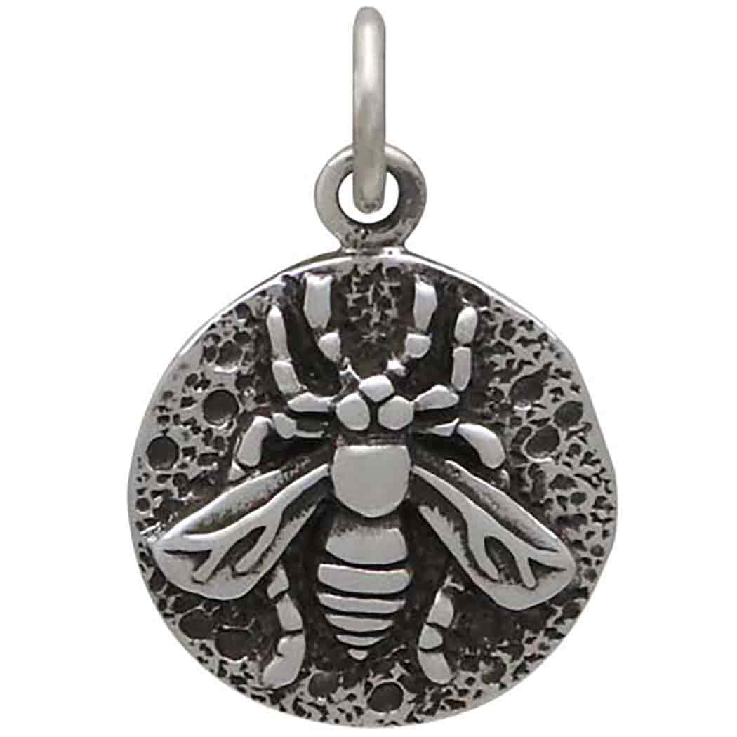 Sterling Silver Small Ancient Coin Bee Charm - Poppies Beads n' More