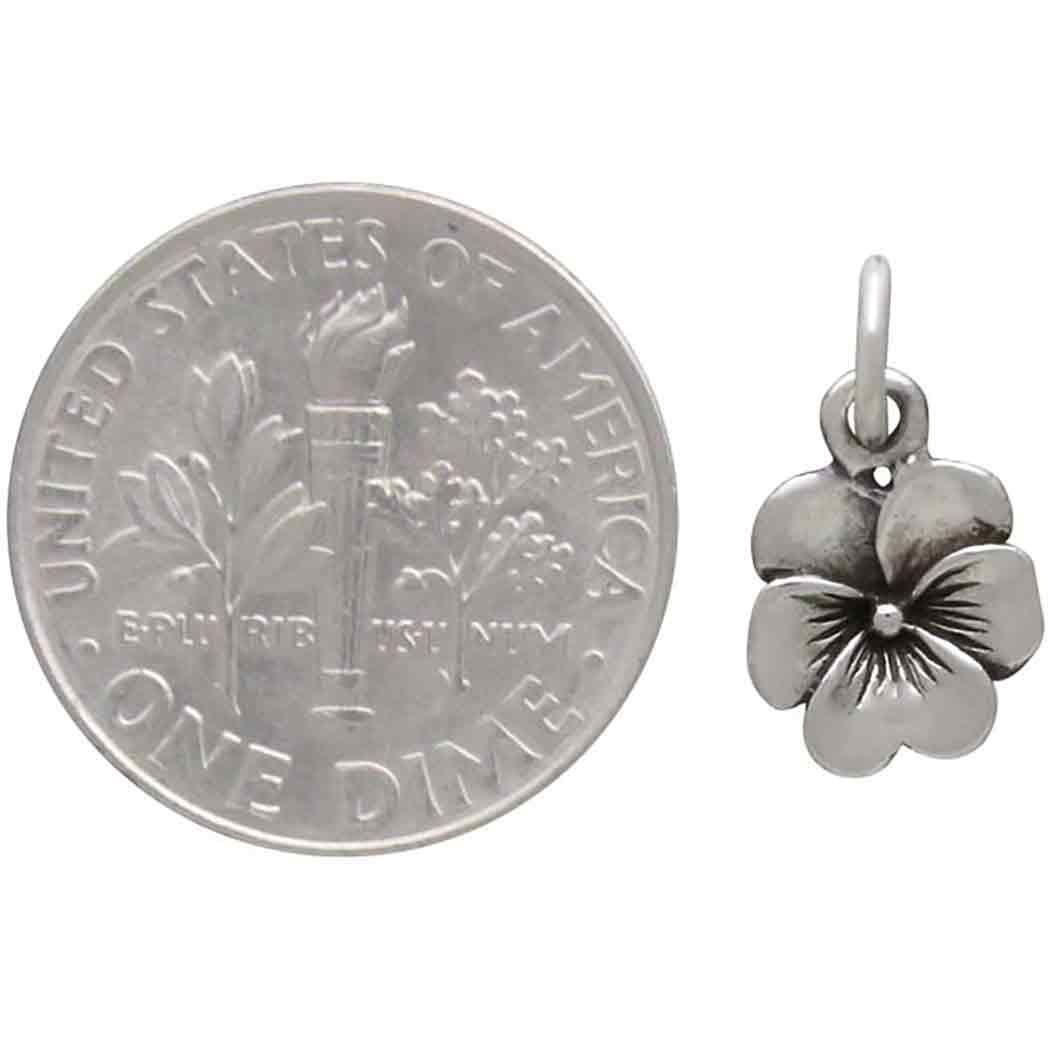 Sterling Silver Small Pansy Charm - Poppies Beads n' More