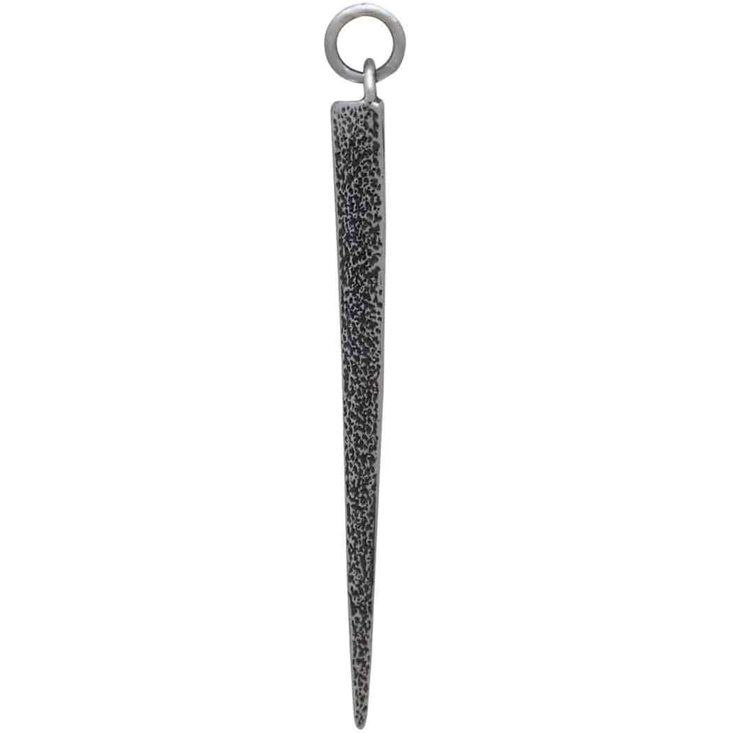 Sterling Silver Ridged Spike Pendant with Texture - Poppies Beads n' More