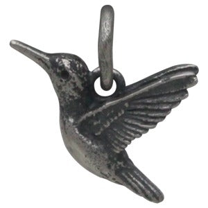 Sterling Silver 3D Hummingbird Charm - Poppies Beads n' More