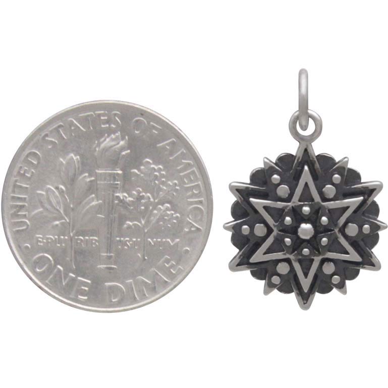 Silver Affirmation Mandala Charm - INSPIRATION - Poppies Beads n' More