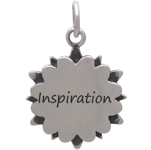 Silver Affirmation Mandala Charm - INSPIRATION - Poppies Beads n' More