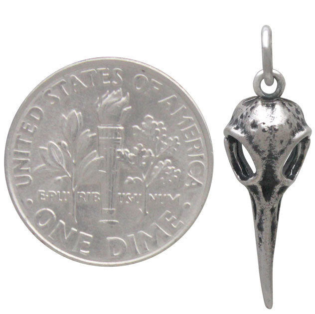 Sterling Silver Hummingbird Skull Charm, - Poppies Beads n' More