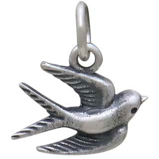 Sterling Silver Swallow Charm - Poppies Beads n' More