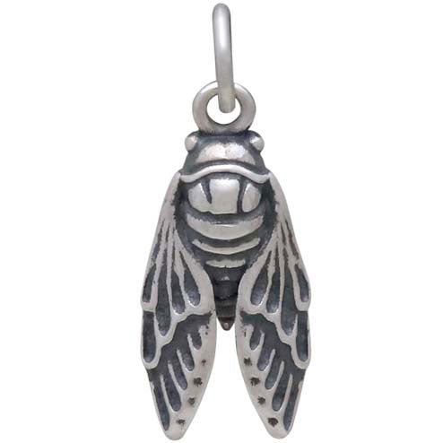 Sterling Silver Small Cicada Charm - Poppies Beads n' More