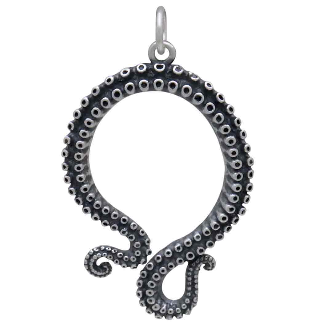 Sterling Silver Octopus Tentacle Pendant - Poppies Beads n' More