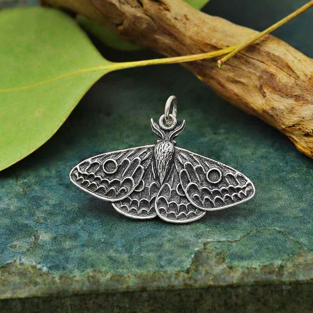 Sterling Silver Dimensional Moth Charm - Poppies Beads n' More