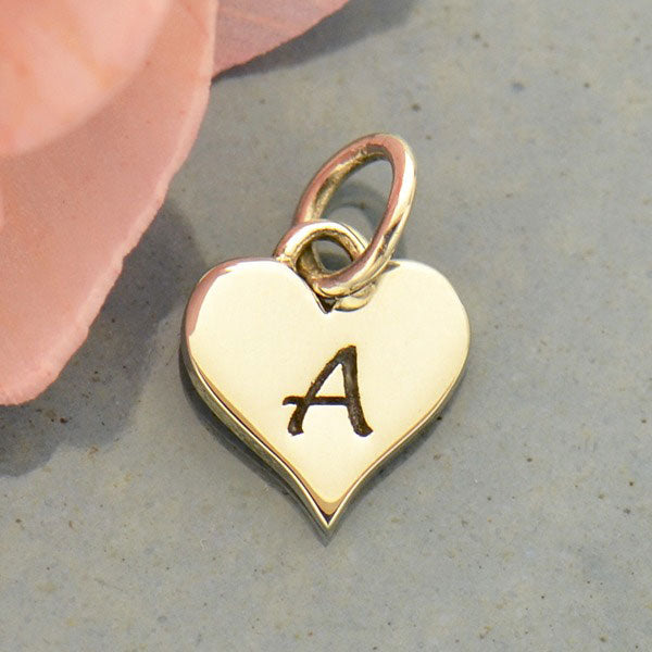 Small Silver Letter Heart Charm - Poppies Beads n' More