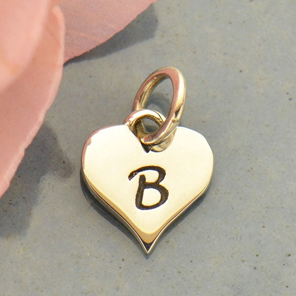 Small Silver Letter Heart Charm - Poppies Beads n' More