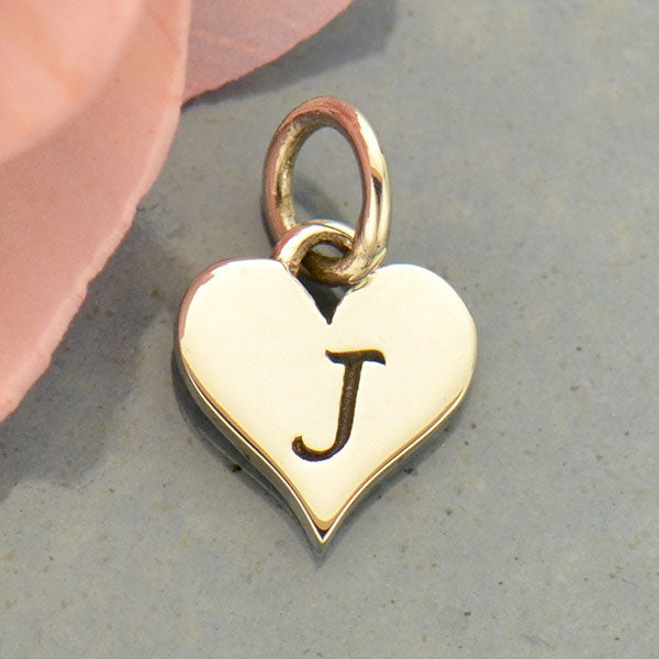 Small Silver Letter Heart Charm - Poppies Beads n' More