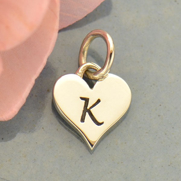 Small Silver Letter Heart Charm - Poppies Beads n' More