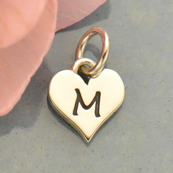 Small Silver Letter Heart Charm - Poppies Beads n' More