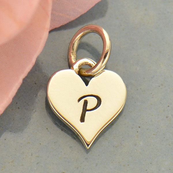 Small Silver Letter Heart Charm - Poppies Beads n' More