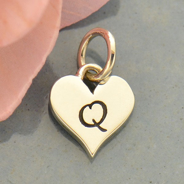 Small Silver Letter Heart Charm - Poppies Beads n' More