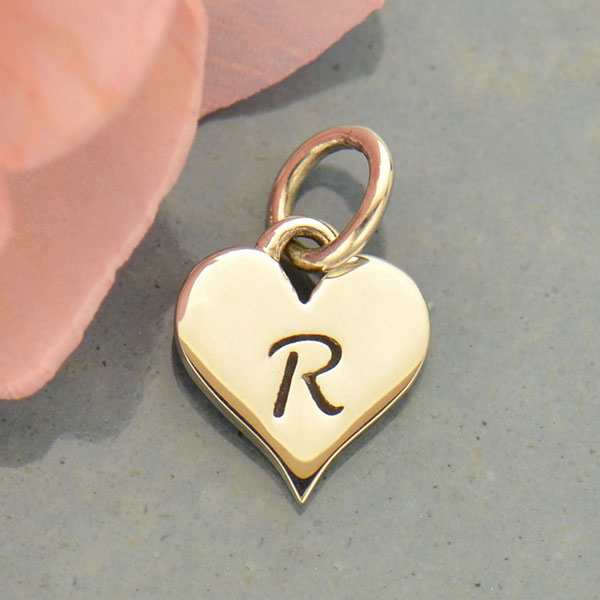 Small Silver Letter Heart Charm - Poppies Beads n' More