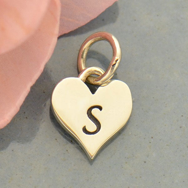 Small Silver Letter Heart Charm - Poppies Beads n' More