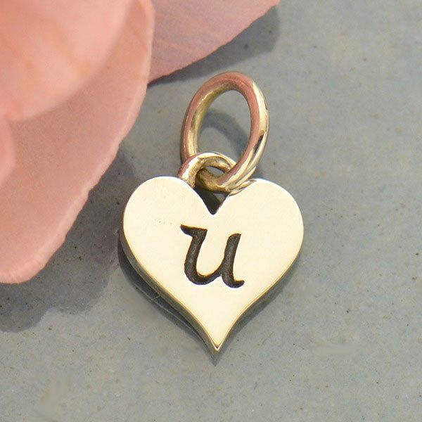 Small Silver Letter Heart Charm - Poppies Beads n' More