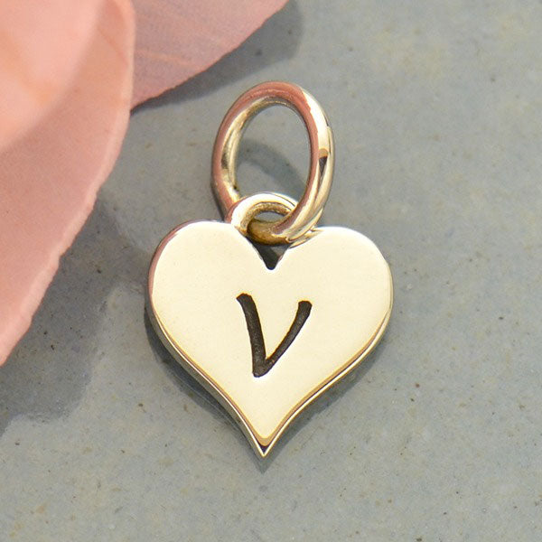 Small Silver Letter Heart Charm - Poppies Beads n' More