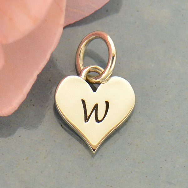 Small Silver Letter Heart Charm - Poppies Beads n' More