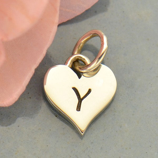 Small Silver Letter Heart Charm - Poppies Beads n' More