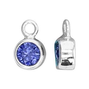 Sterling Silver Bezel Birthstone Charm - Poppies Beads n' More