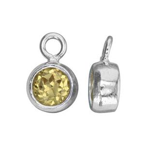 Sterling Silver Bezel Birthstone Charm - Poppies Beads n' More