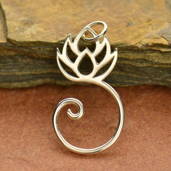 Sterling Silver Lotus Charm Holder - Poppies Beads n' More