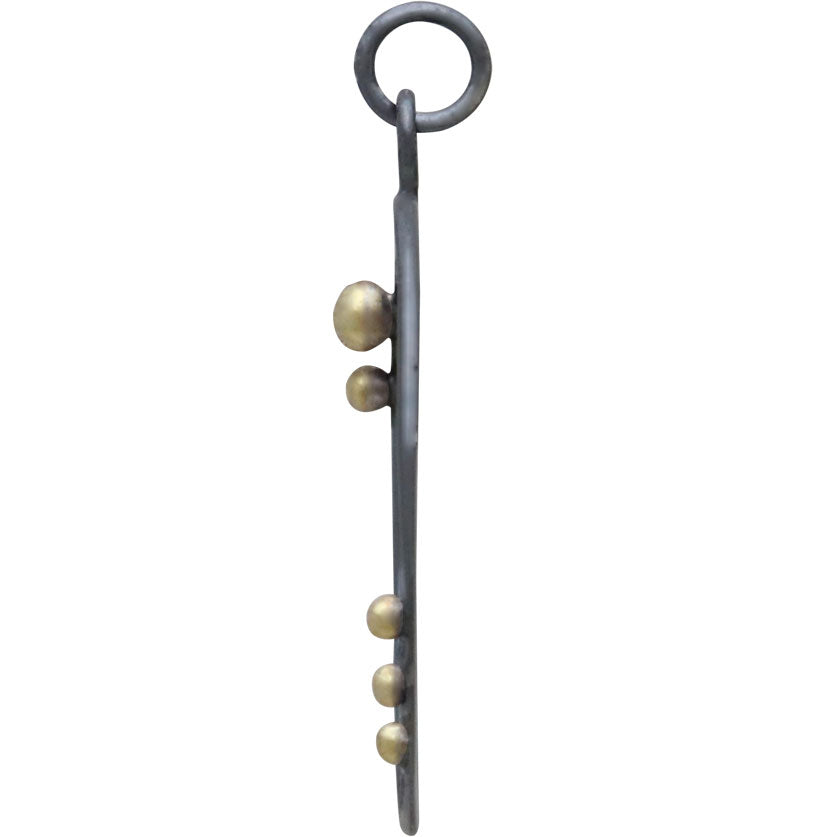 Silver Black Finish Circle Charm with Bronze Dots - Poppies Beads n' More