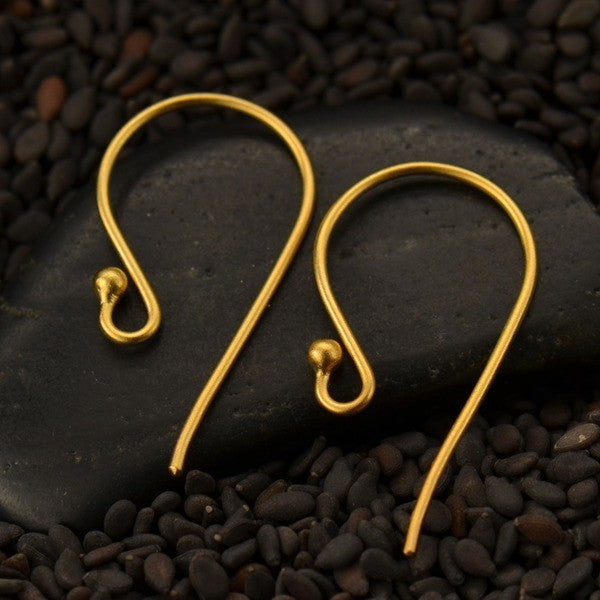 Simple Hook Earring Top with Ball -1 Pair - Poppies Beads n' More