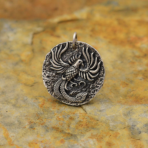 Sterling Silver Ancient Coin Charm -Phoenix - Poppies Beads n' More