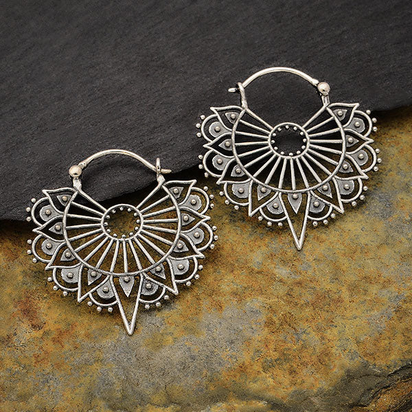 Sterling Silver Art Deco Wire Hoop Earrings - Poppies Beads n' More