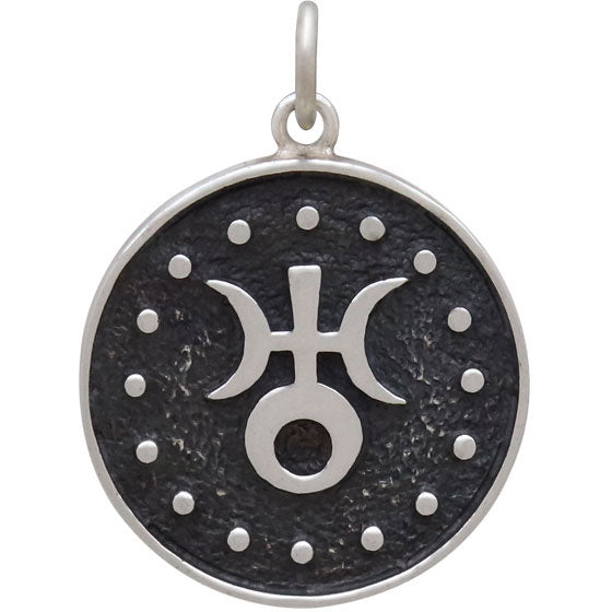 Sterling Silver Astrology Aquarius Pendant - Poppies Beads n' More