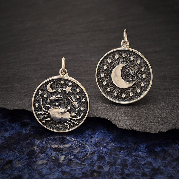 Sterling Silver Astrology Cancer Pendant - Poppies Beads n' More